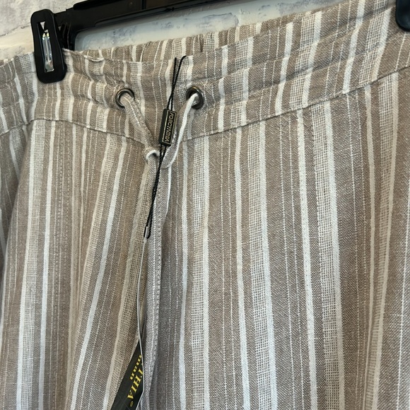 For Cynthia Women’s Size 2X Linen Blend Striped Pull On Pants Pockets Summer NWT - Picture 3 of 8